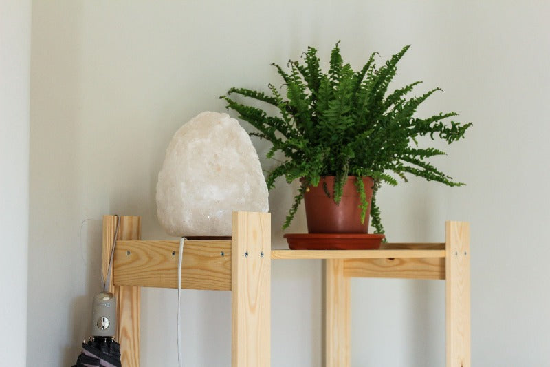 Bedroom white salt lamp